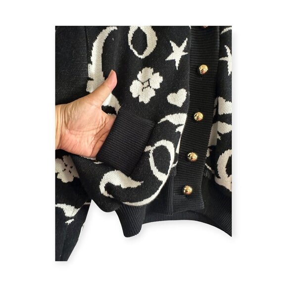 Hayley Menzies Black Belle Starr Jacquard Bomber Jacket, Size‎ L - Picture 11 of 16